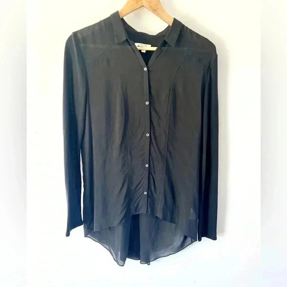 Helmut Lang Black Long Sleeve Lightweight Collared Button Front Shirt Sz Medium - Picture 1 of 9